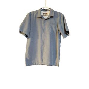 Quicksilver Waterman Collection Shirt Mens L Blue  Hawaiian Short Sleeve Relaxed